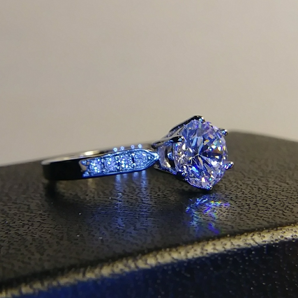 18K Silver Plated Simulated Diamond Ring